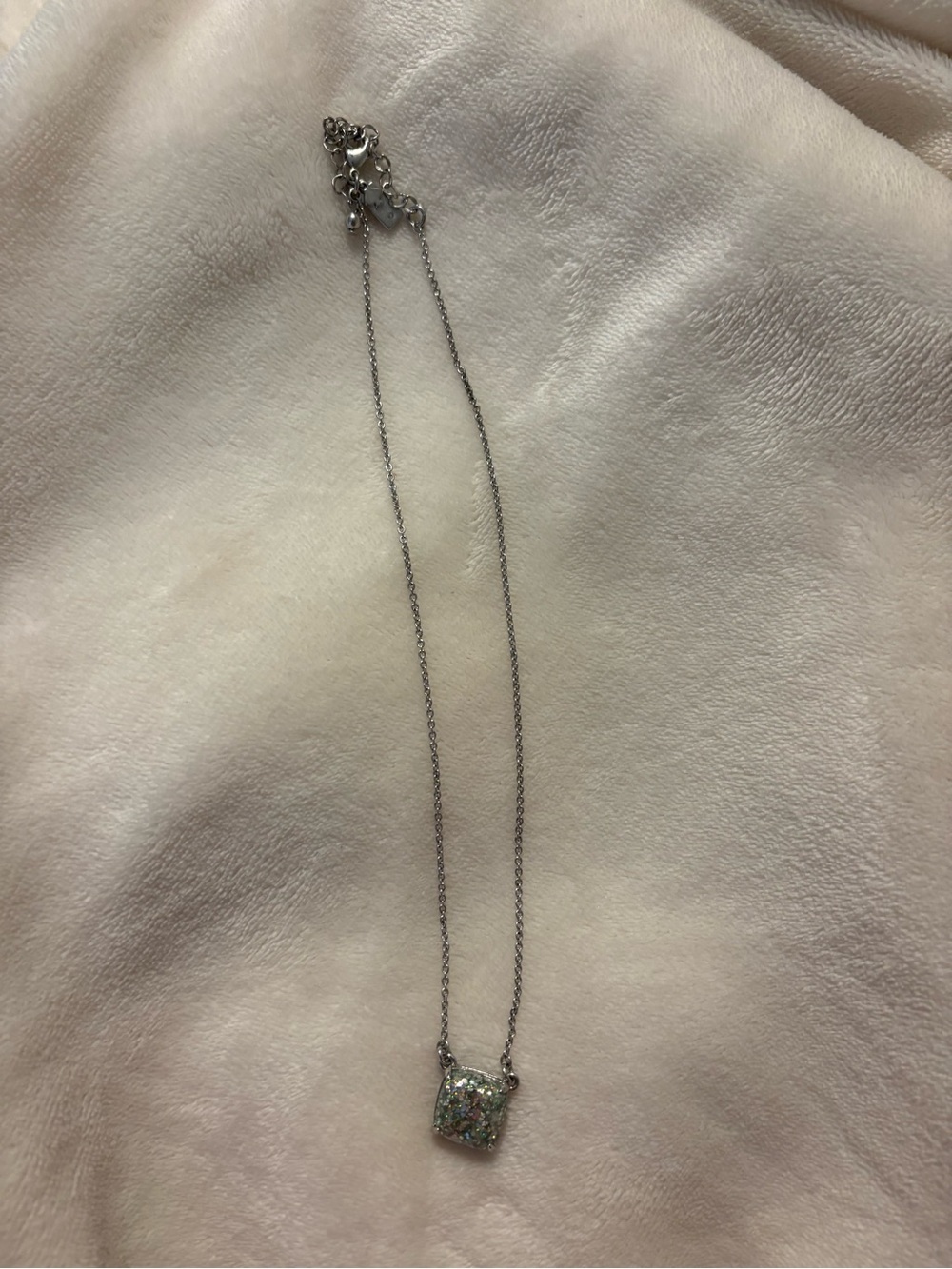 Kendra Scott Silver Tone Multi-Color Crystal Square Pendant Necklace